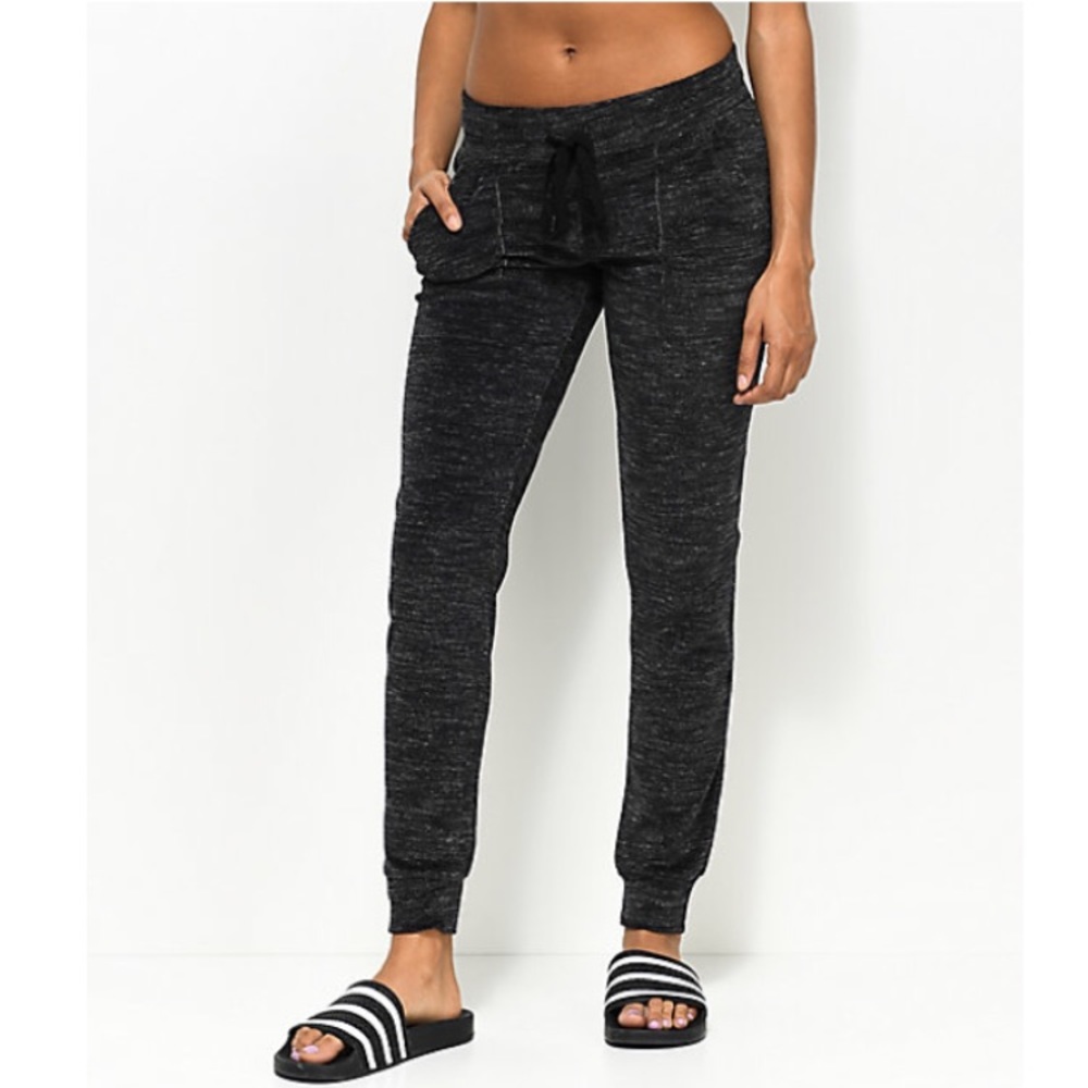 Almost Famous Black Space Dye Jogger Sweatpants